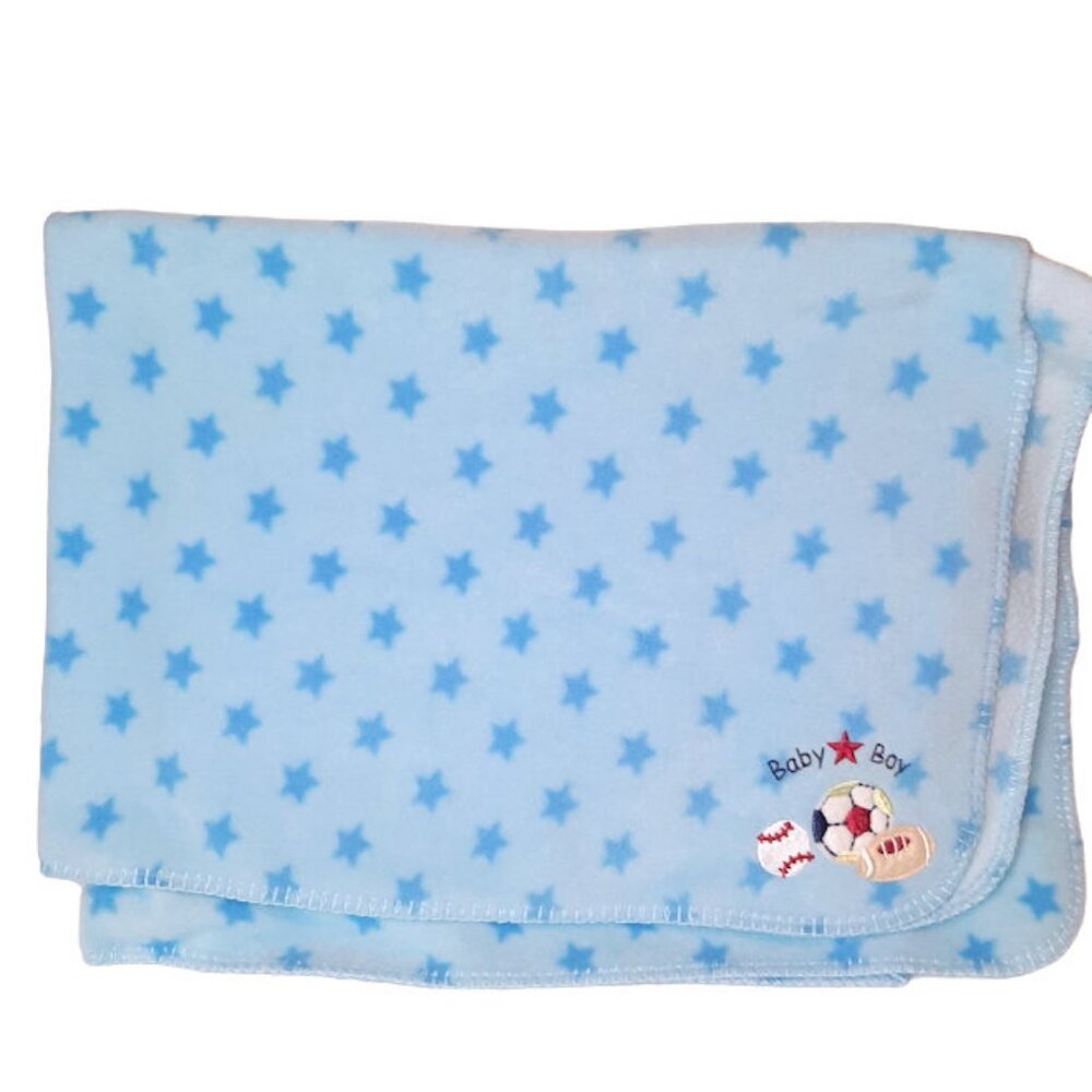 Circo Stars Sports Baseball Soccer Football Baby Boy Blue Blanket 30" X 40"